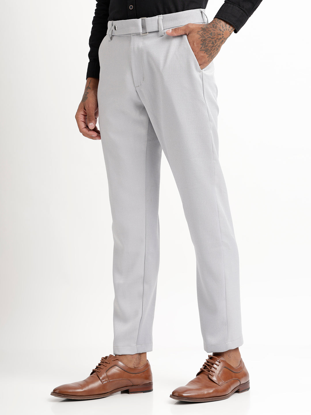 Men Textured  Slim Fit Trousers