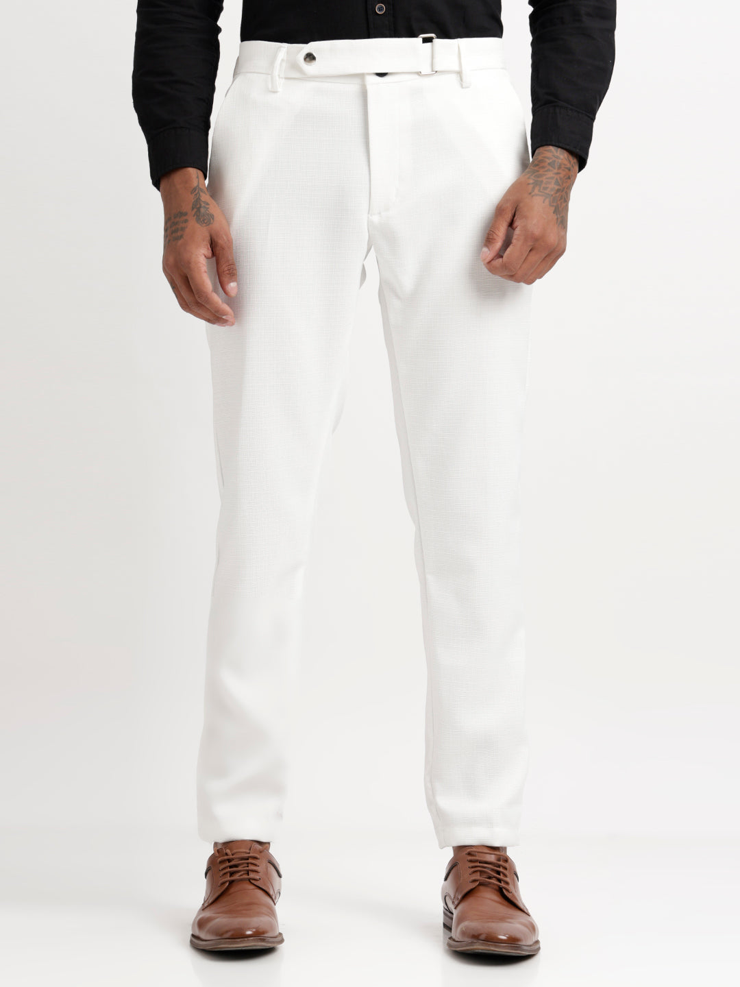 Men Textured  Slim Fit Trousers