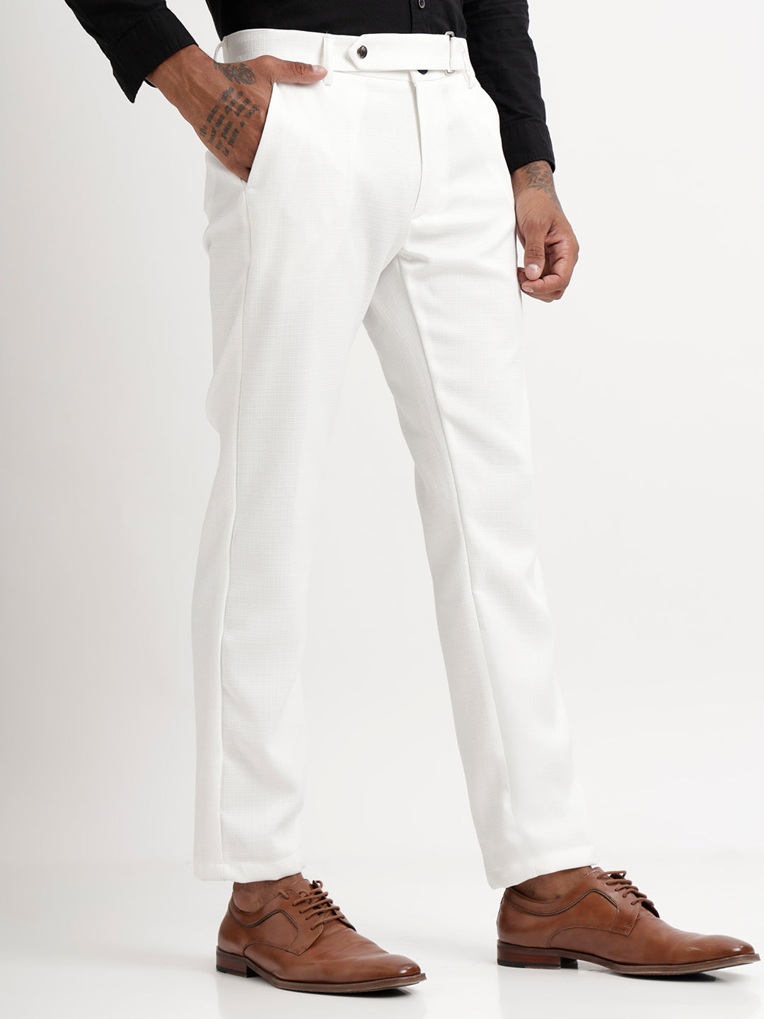 Men Textured  Slim Fit Trousers