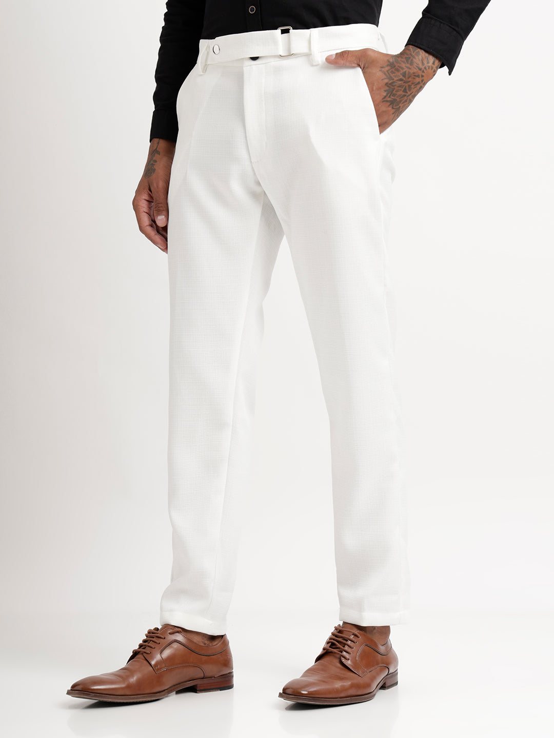 Men Textured  Slim Fit Trousers