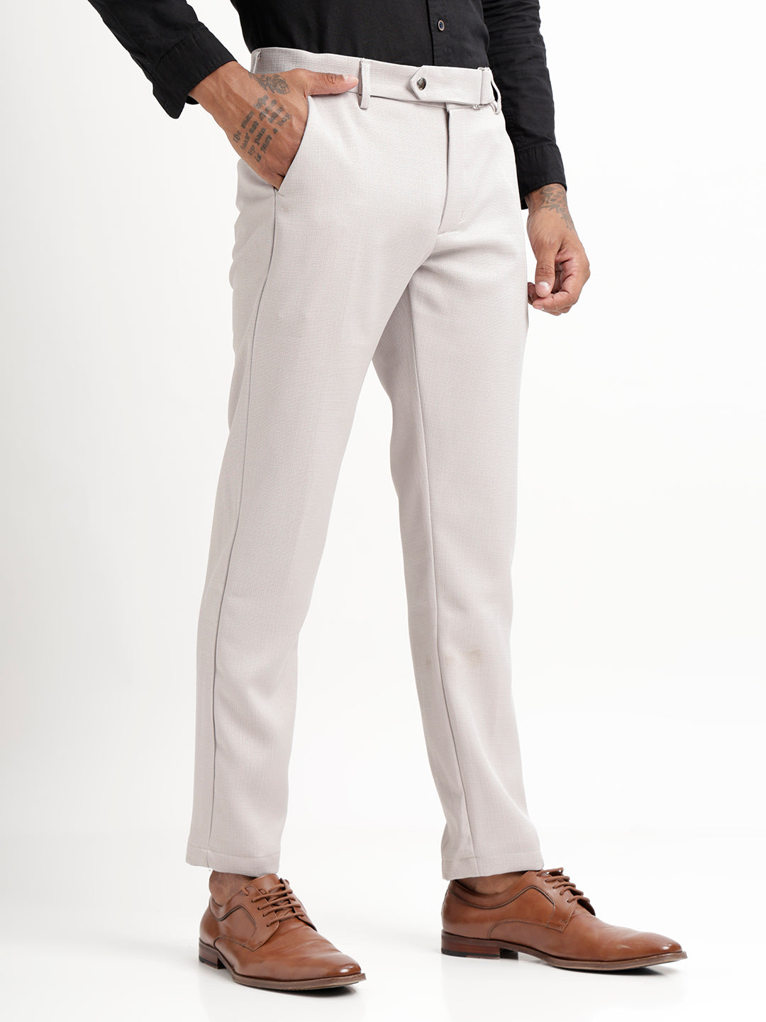 Men Textured  Slim Fit Trousers