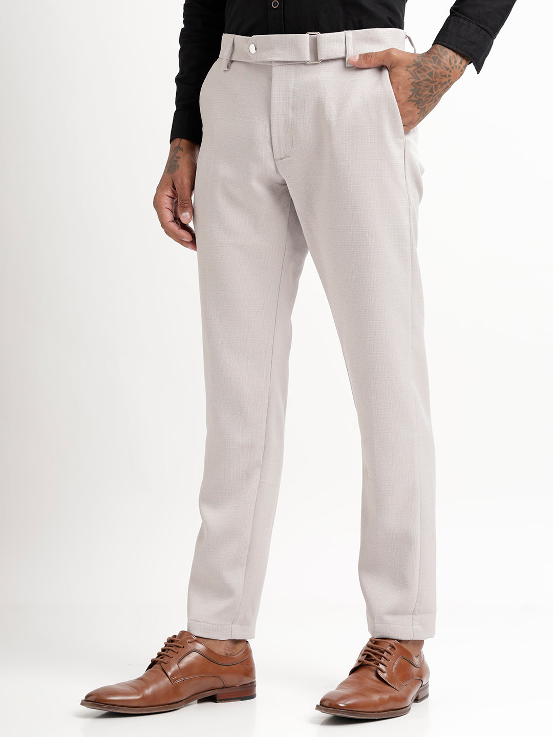 Men Textured  Slim Fit Trousers