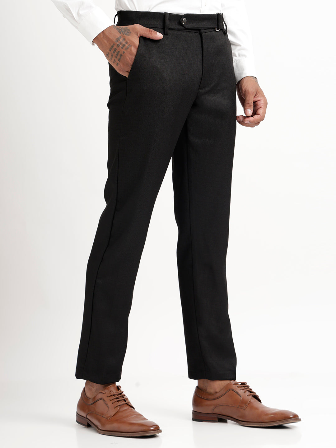 Men Textured  Slim Fit Trousers