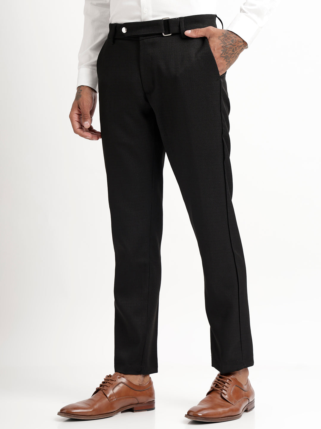 Men Textured  Slim Fit Trousers