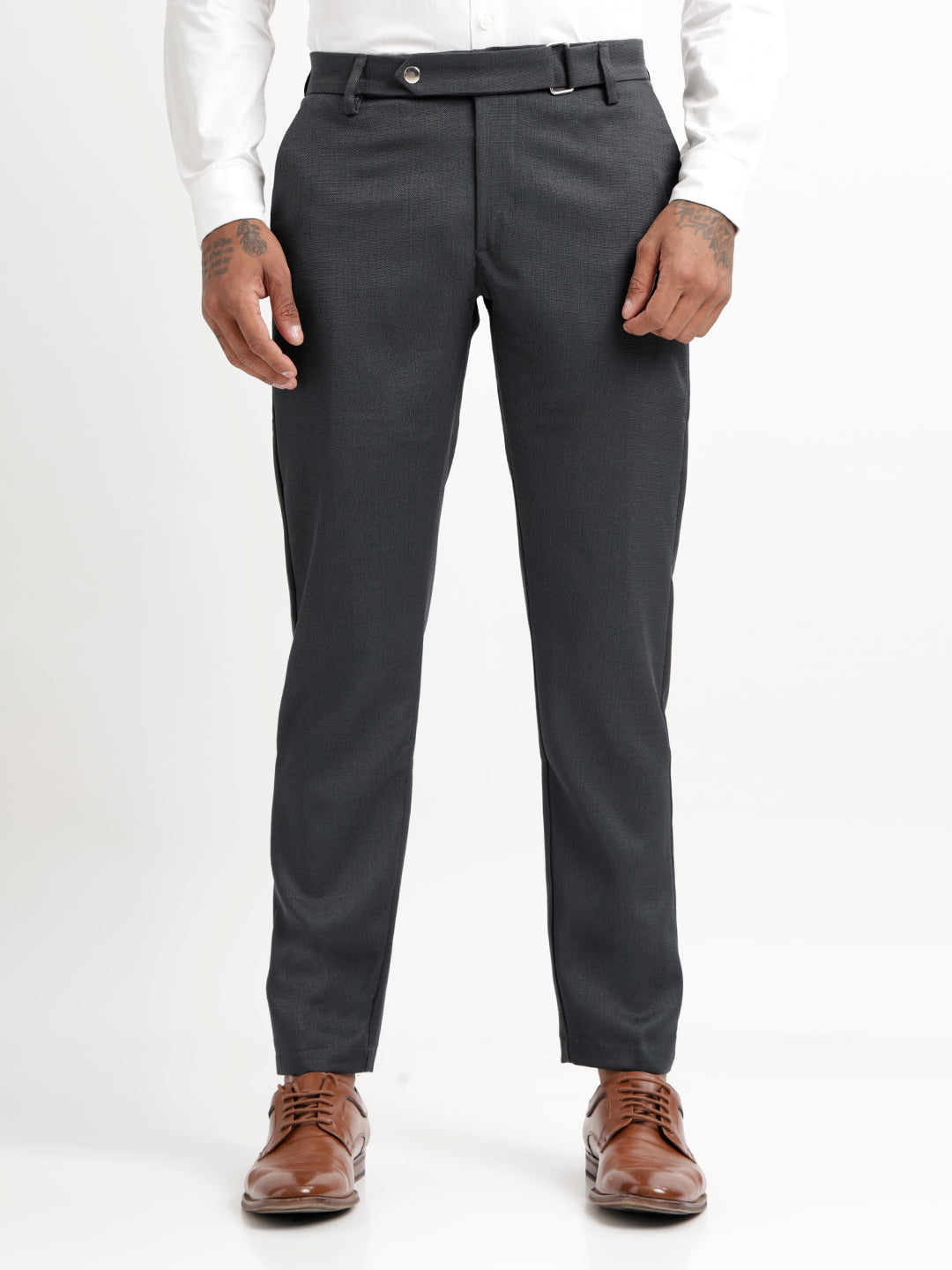 Men Textured  Slim Fit Trousers