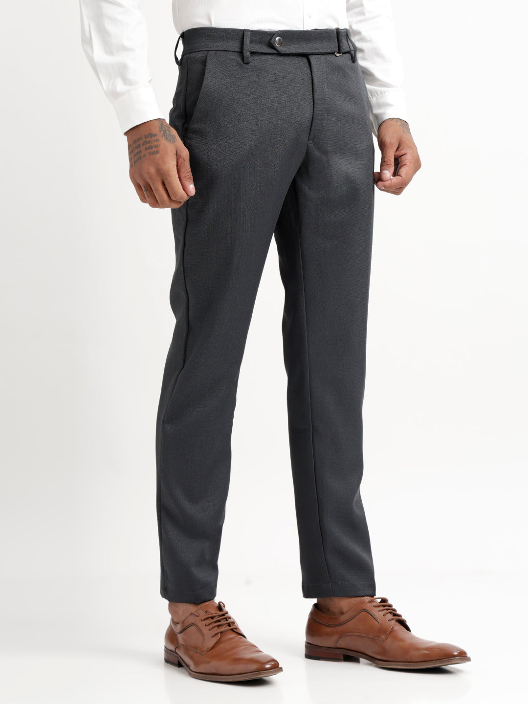 Men Textured  Slim Fit Trousers