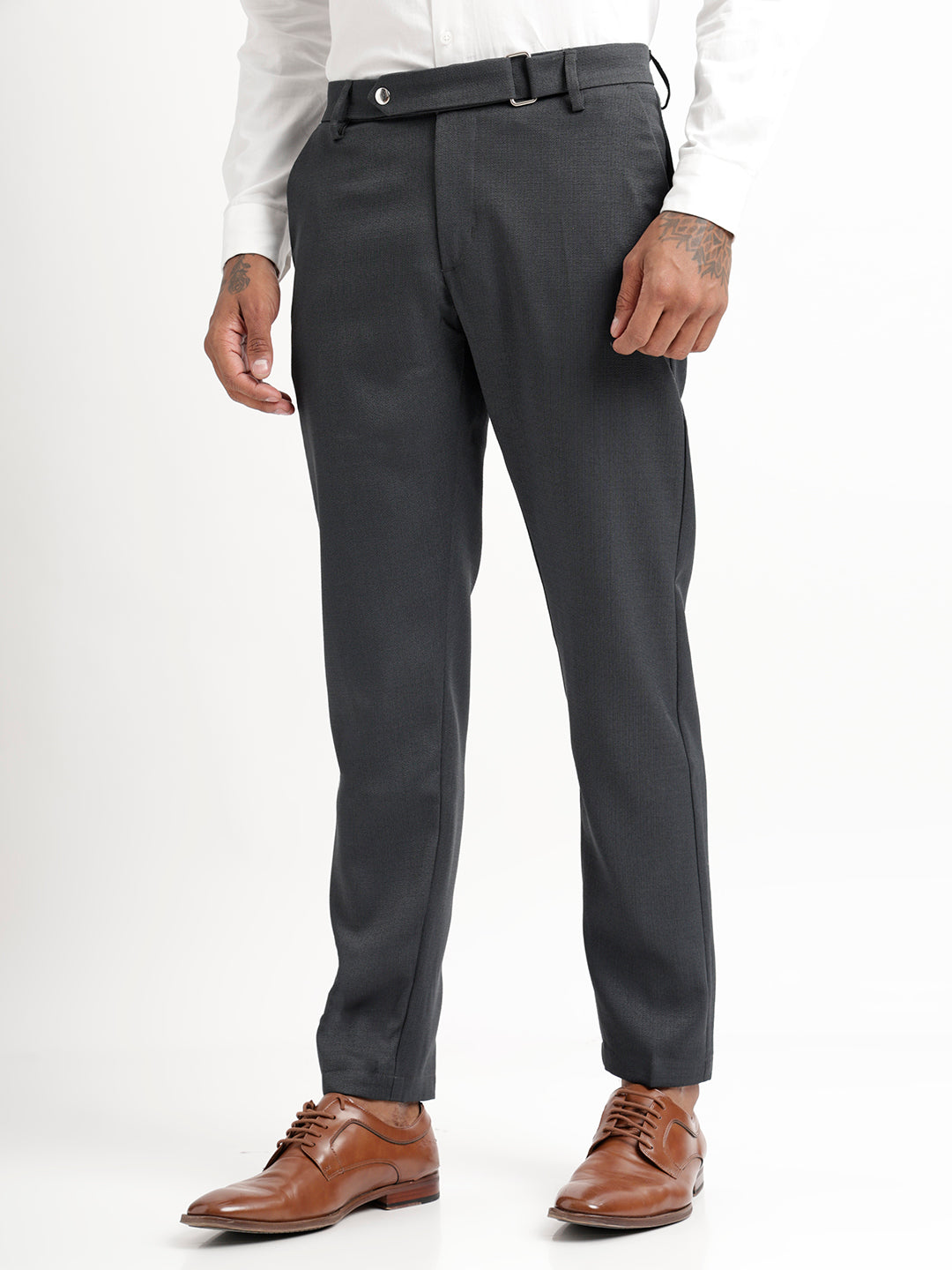 Men Textured  Slim Fit Trousers
