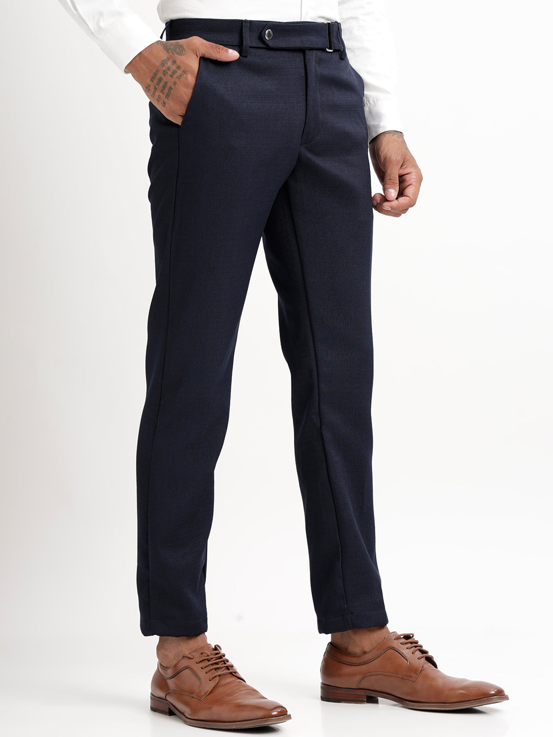 Men Textured  Slim Fit Trousers