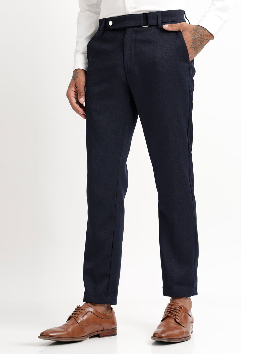 Men Textured  Slim Fit Trousers