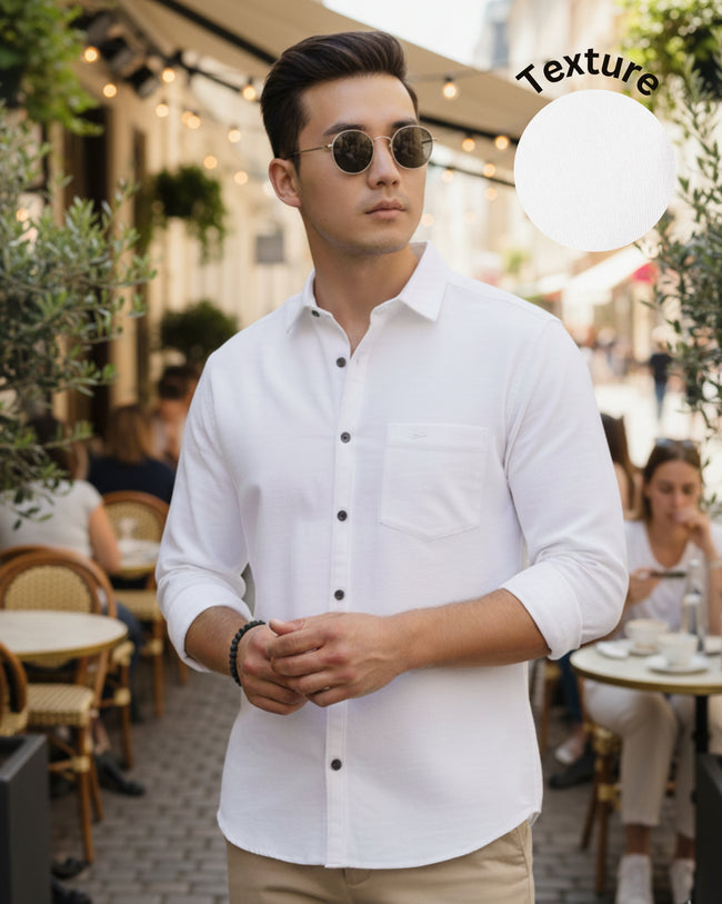 Men White Oversized Corduroy Shirt