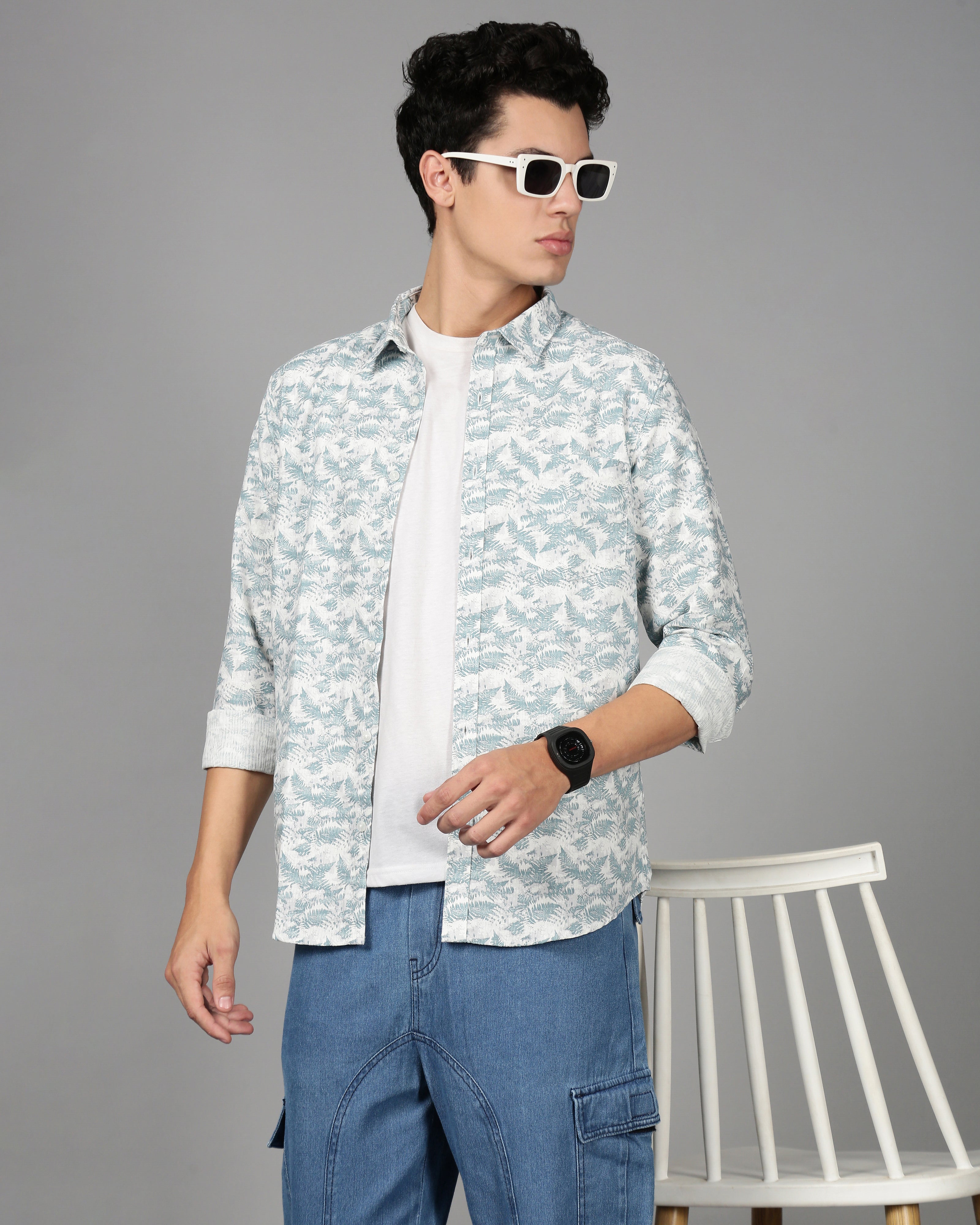 Men Blue Printed Shirt