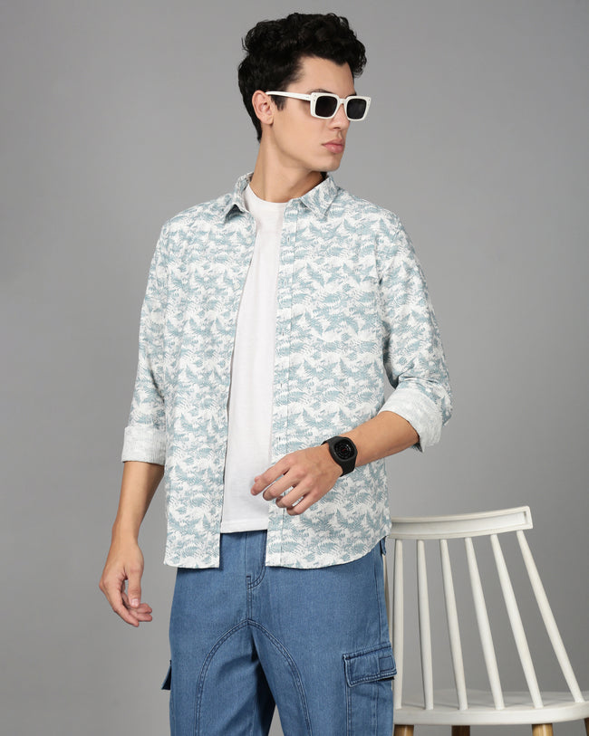 Men Blue Printed Shirt