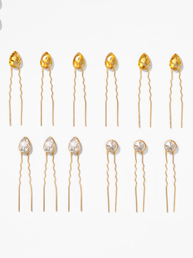Multi Crystal Pins - Set of 12