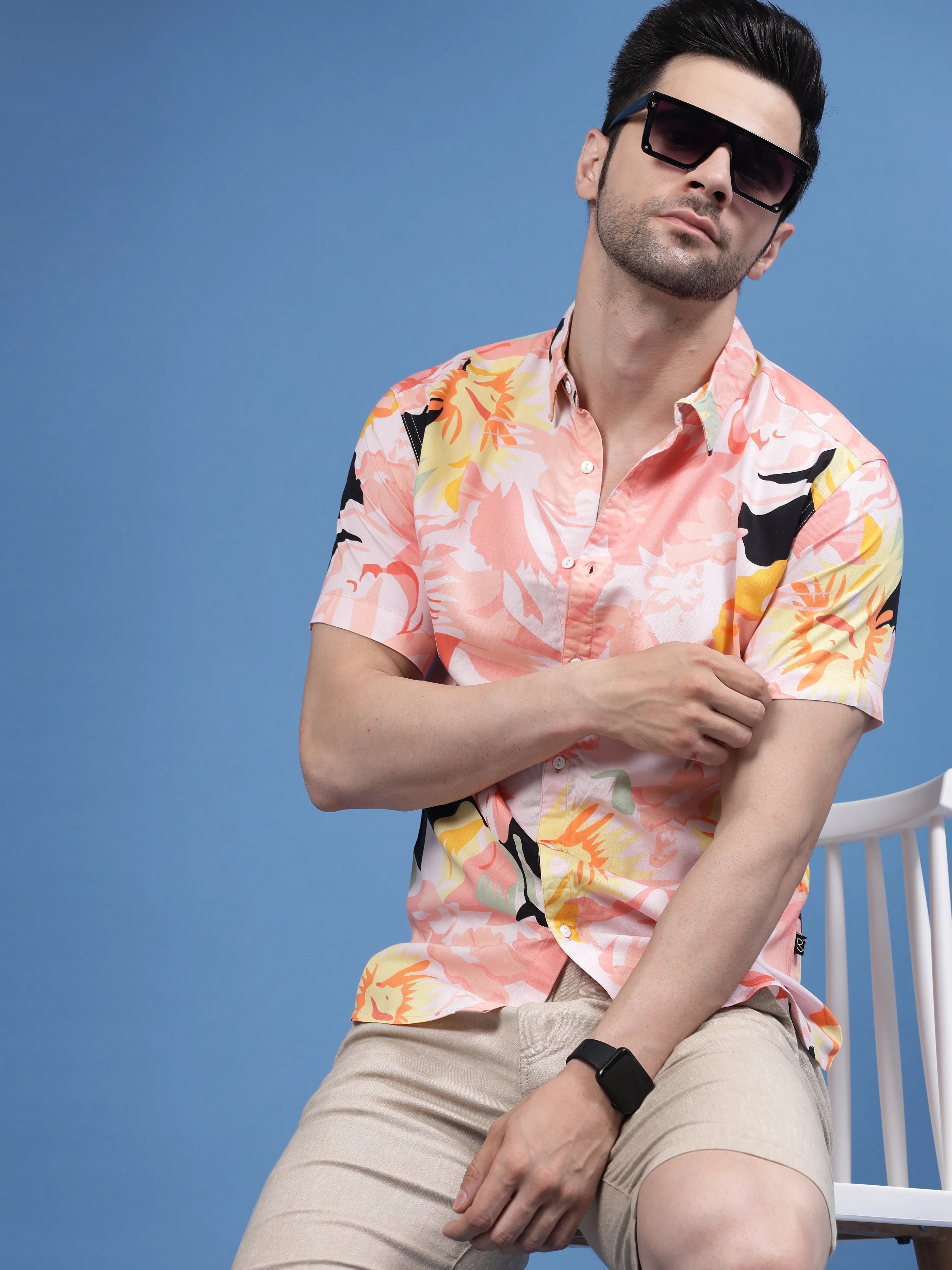 Men Color Mosaic Rayon Shirt