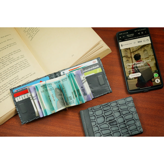 Grey Gator Bifold Men Wallet