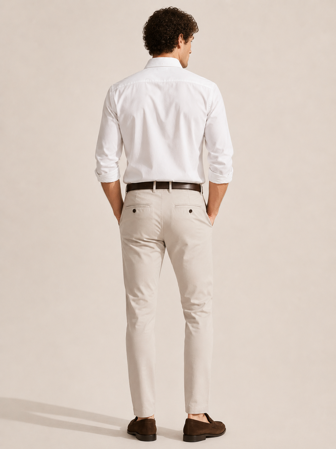 Men Cream Essential Chino Pants