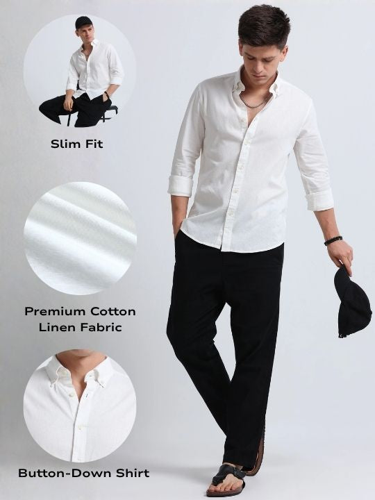 Men White Button-Down Shirt