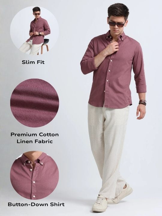Men Pink Button-Down Shirt