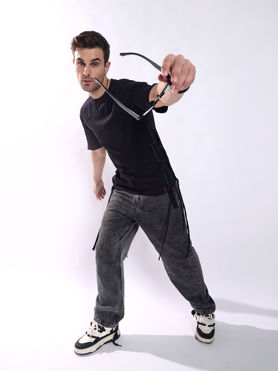 Men Black Cotton Oversized T-Shirt