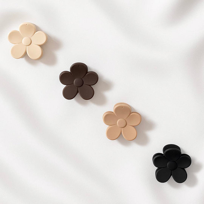 Multi Flower Hair Claw Clips with Free Pouch Set of 4