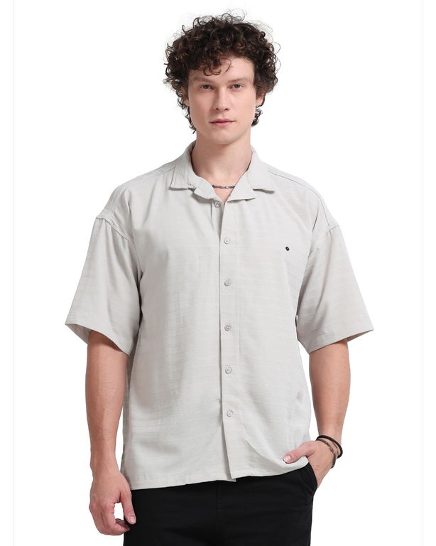 Men Striped Short Sleeve Casual Drop Shoulder Shirt