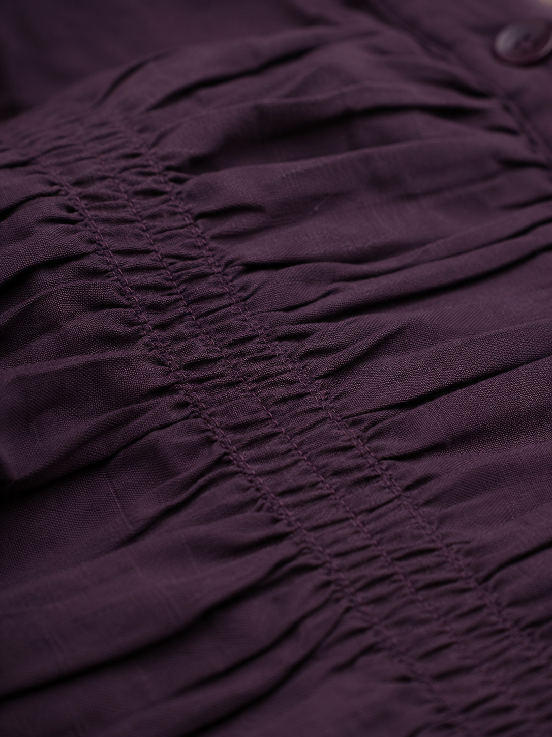Women Violet Ruffle Front Peplum Top