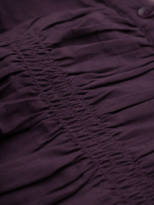 Women Violet Ruffle Front Peplum Top