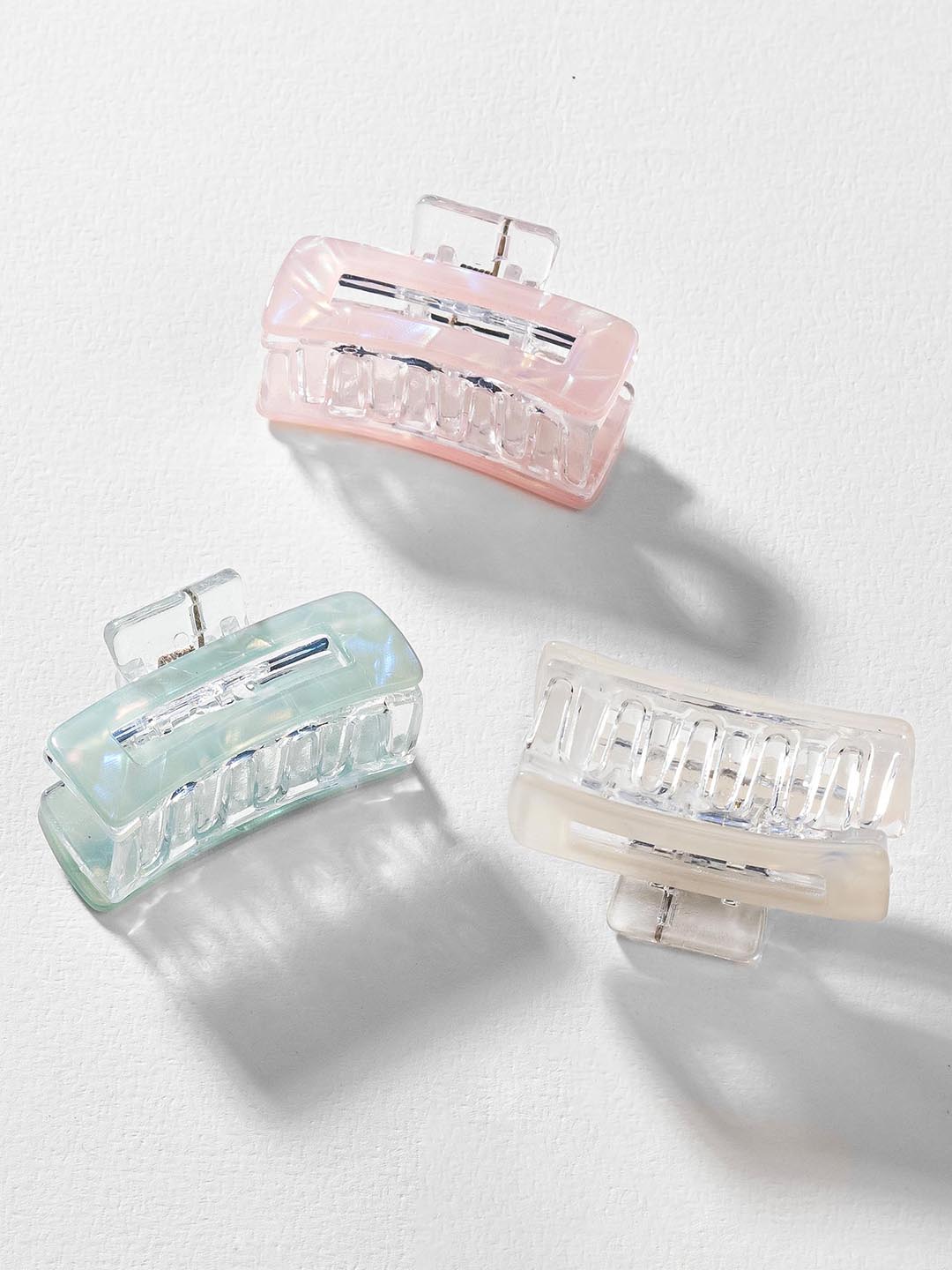Women Multi Holographic Hair Claw Clips Set Of 3