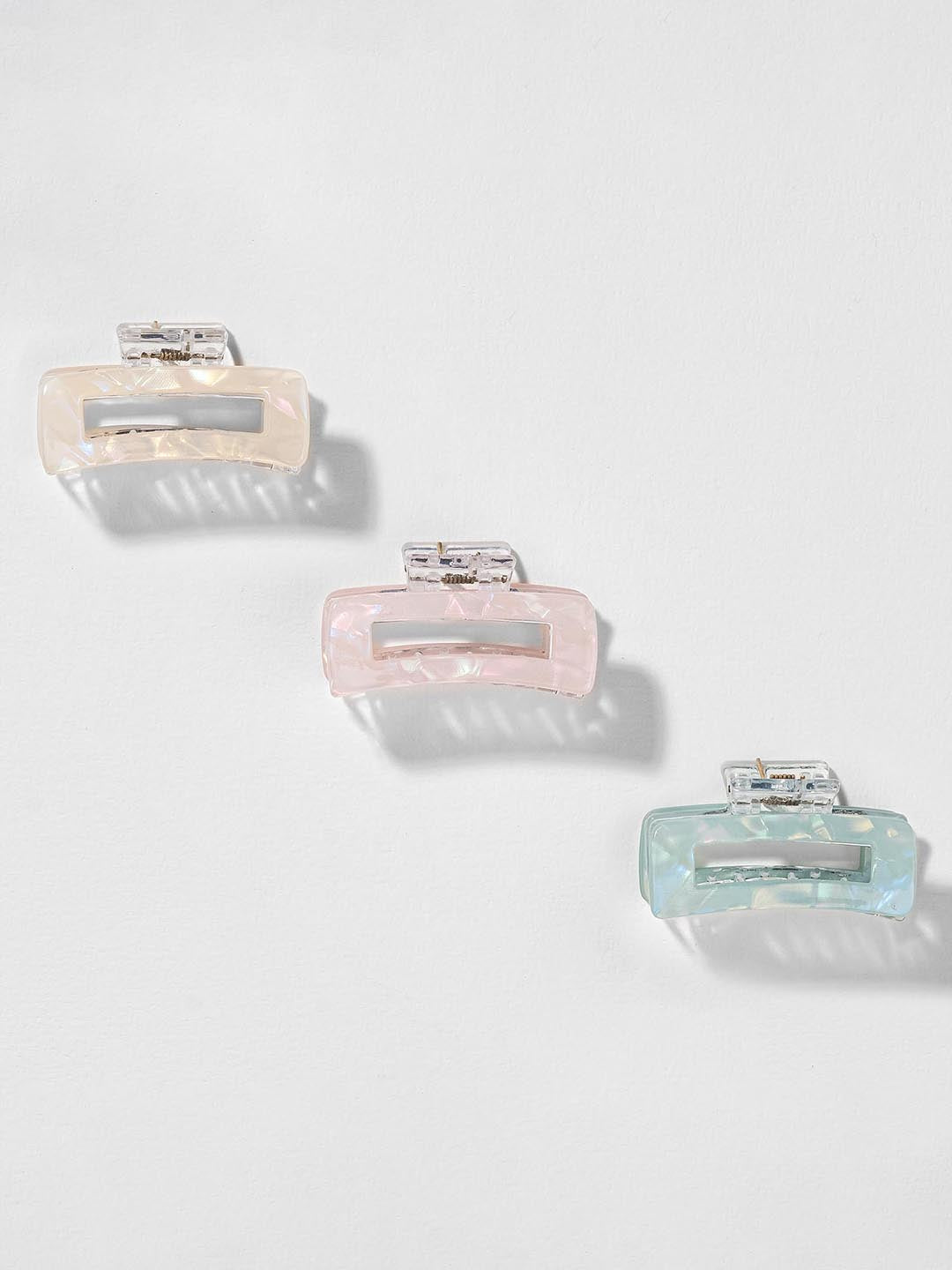 Women Multi Holographic Hair Claw Clips Set Of 3