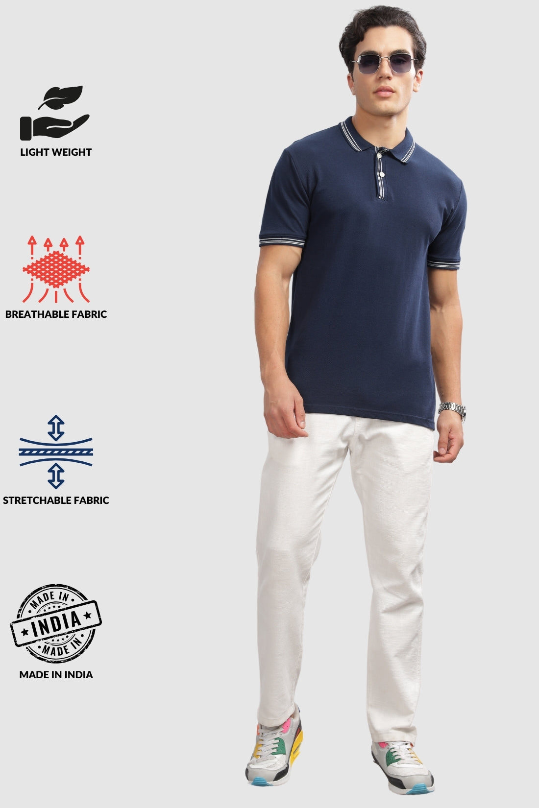 Men Navy Regular Fit Polo T-Shirt