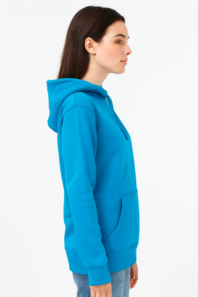 Women Blue Solid Pullover Sweatshirt