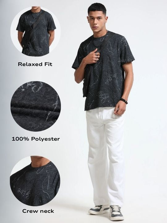 Men Black Relaxed Fit T-Shirt