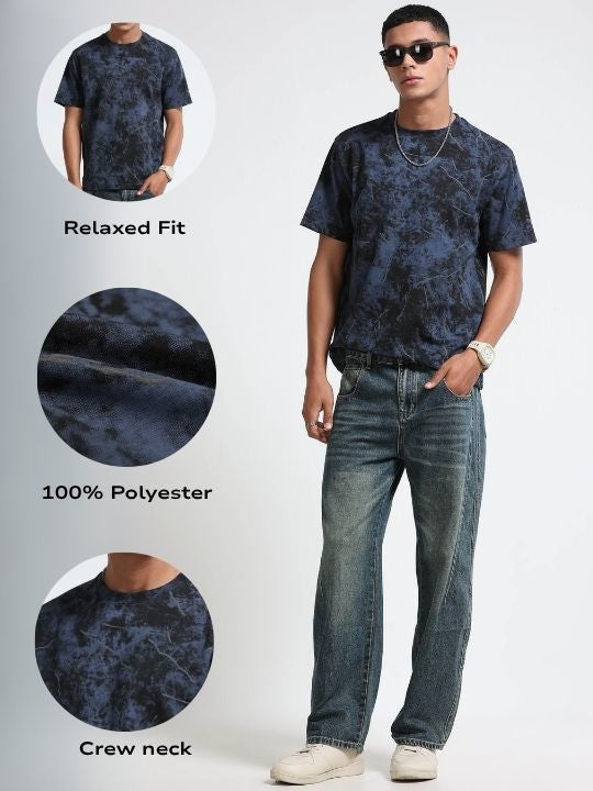 Men Blue Premium Self Designed T-Shirt