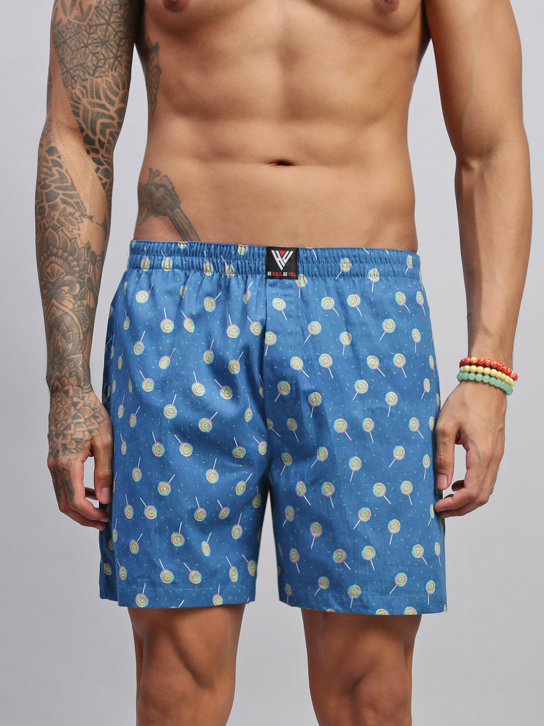 Men Pack of 2 Printed Cotton Boxer Shorts