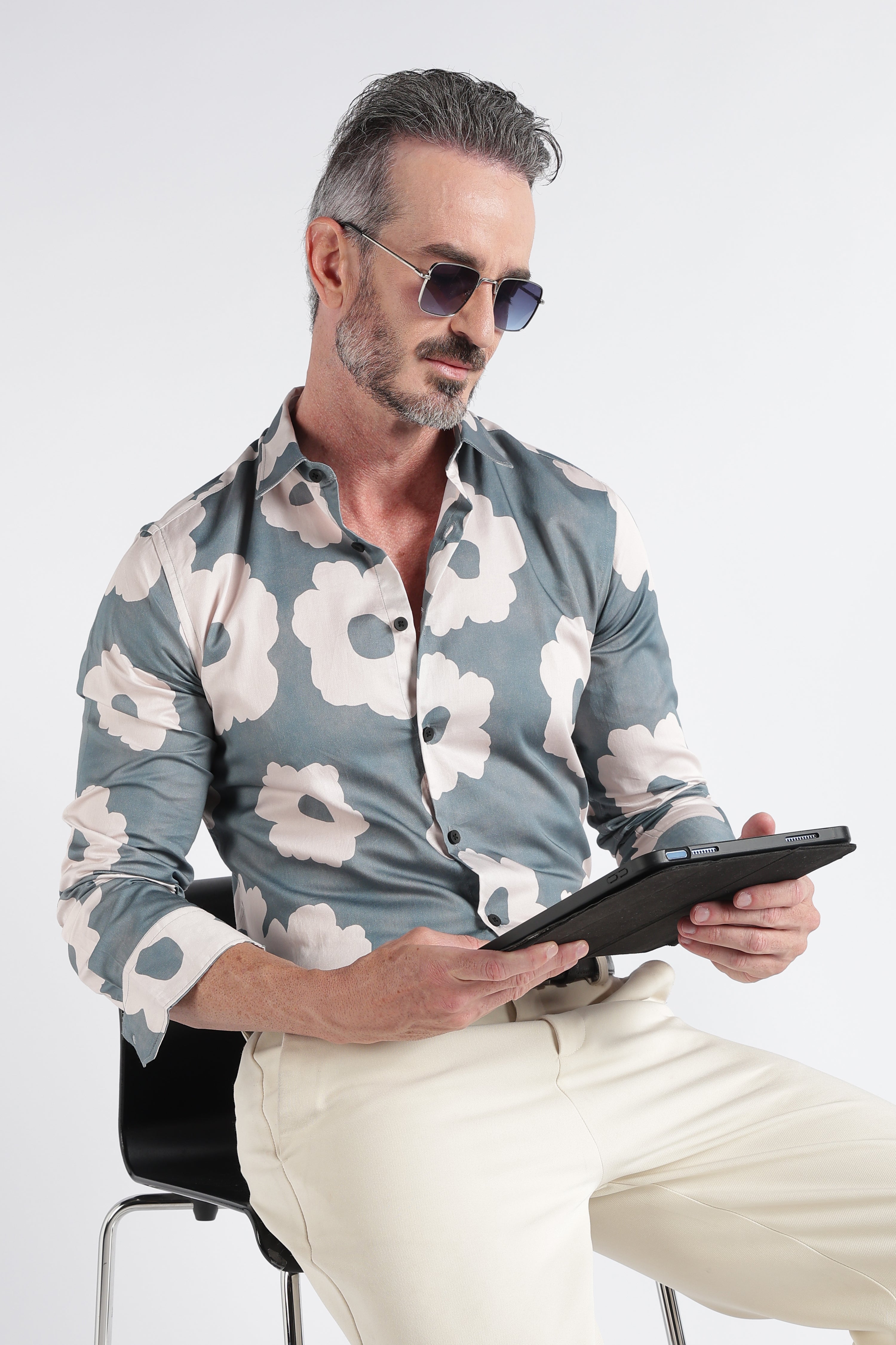 Men Multi Satin Digital Print Shirt