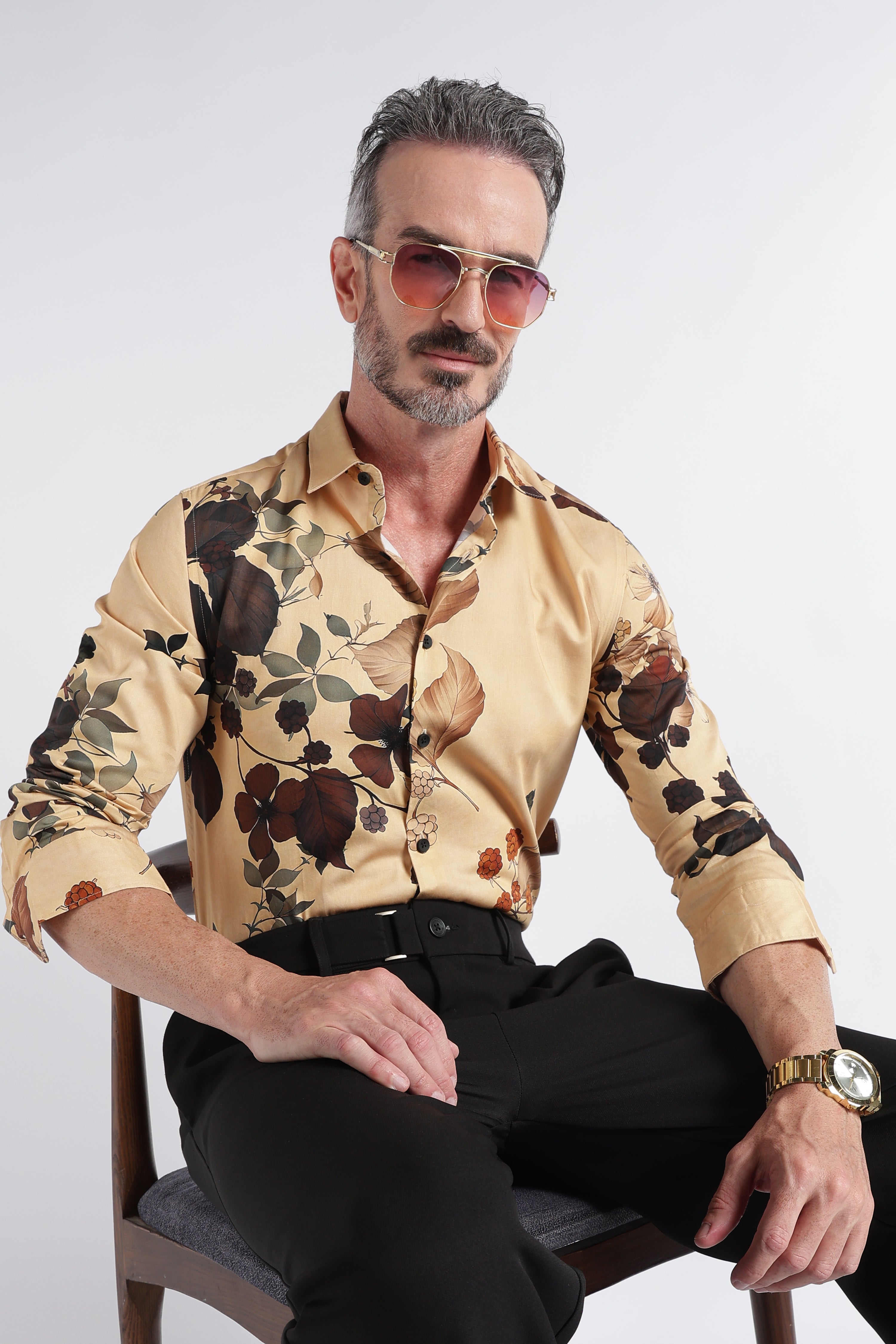 Men Multi Satin Digital Print Shirt