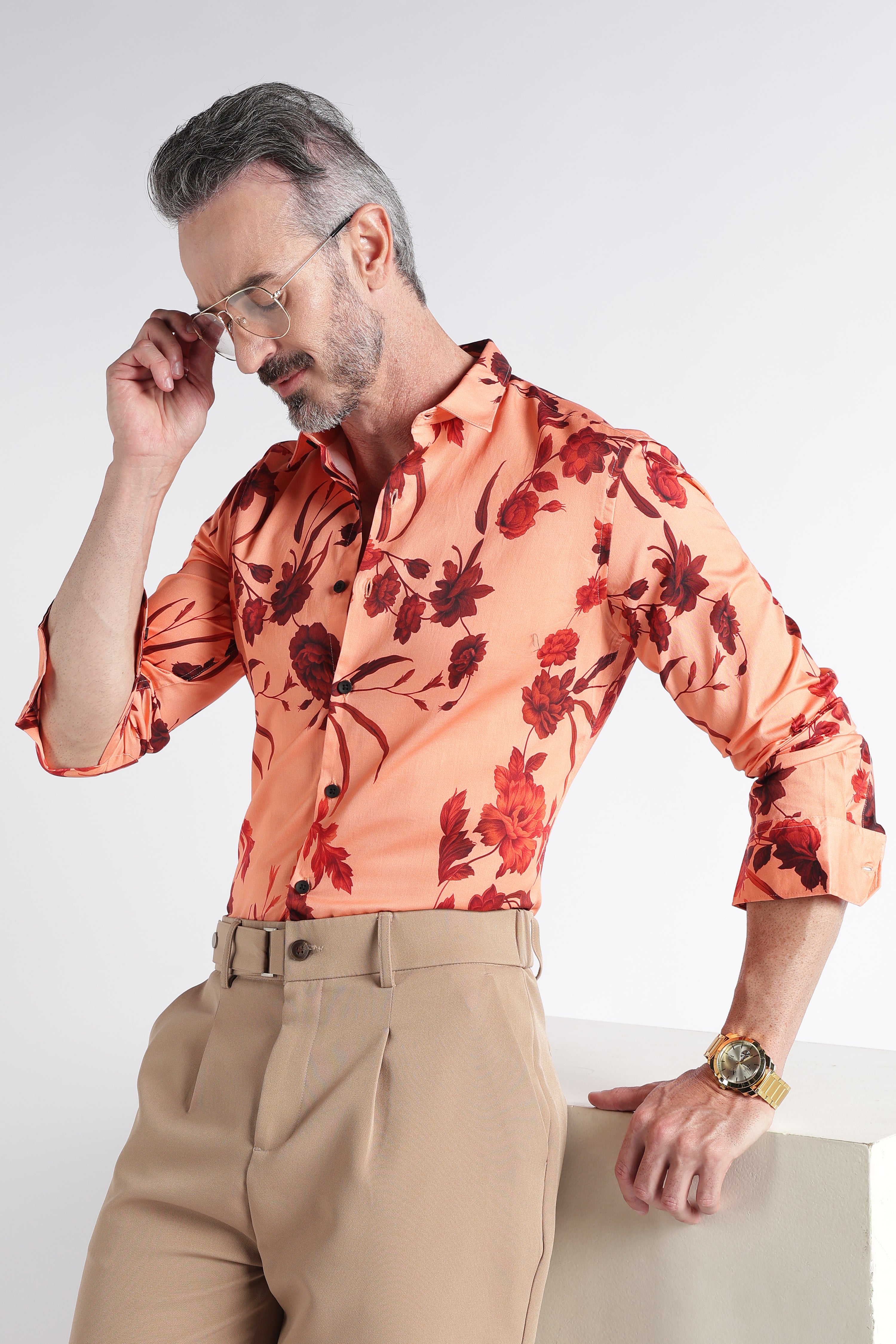 Men Multi Satin Digital Print Shirt