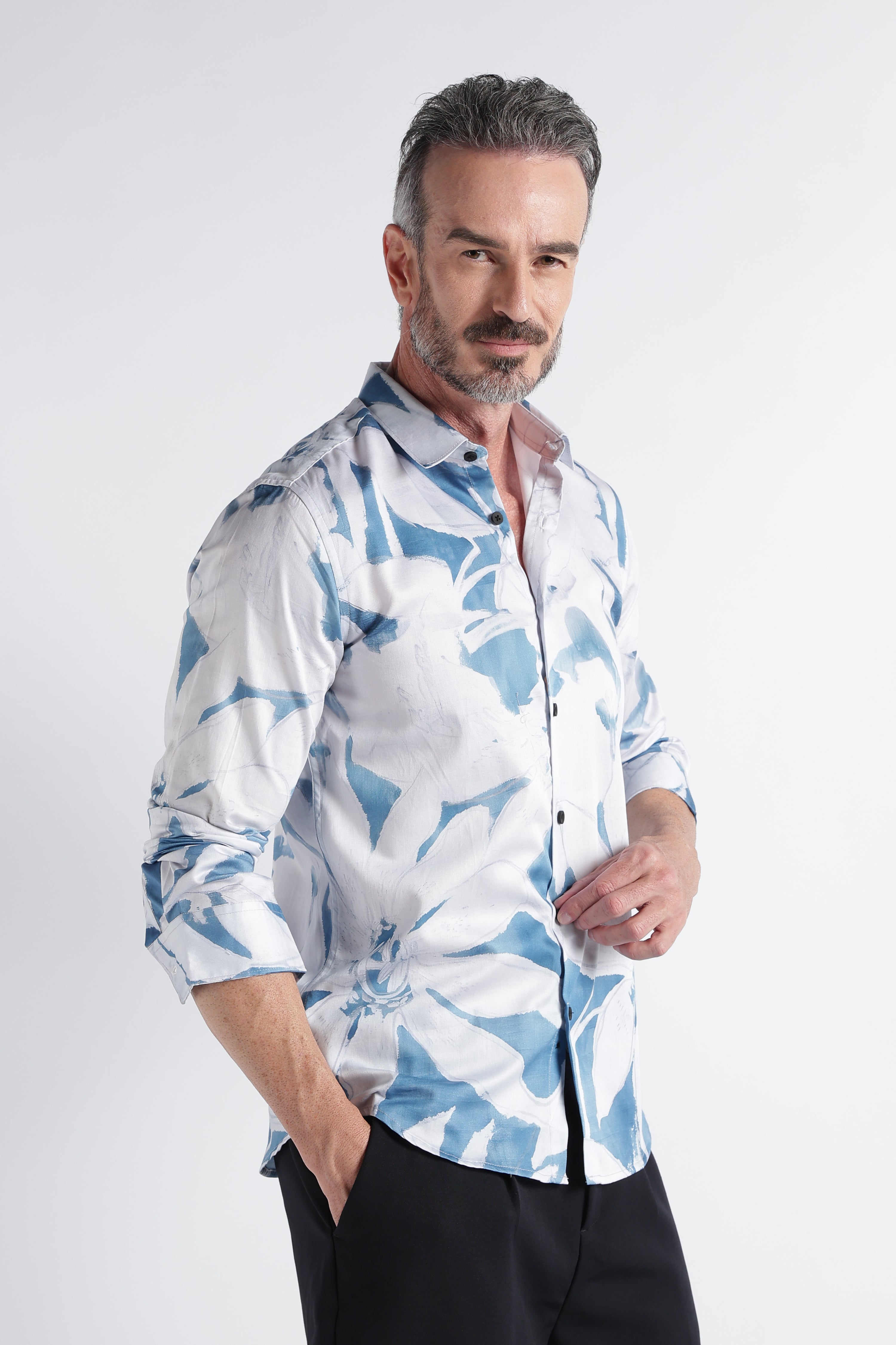 Men Multi Satin Digital Print Shirt