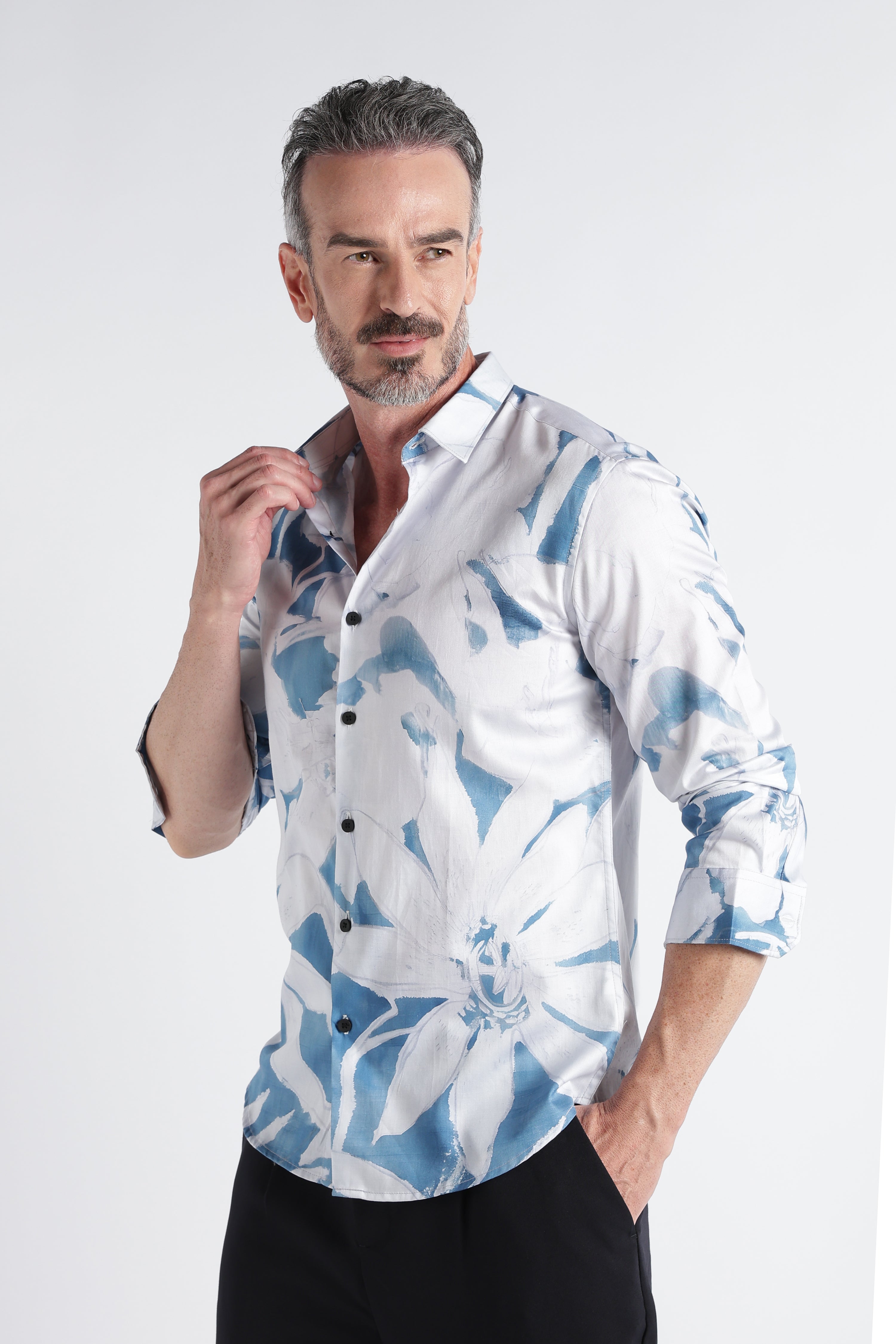 Men Multi Satin Digital Print Shirt