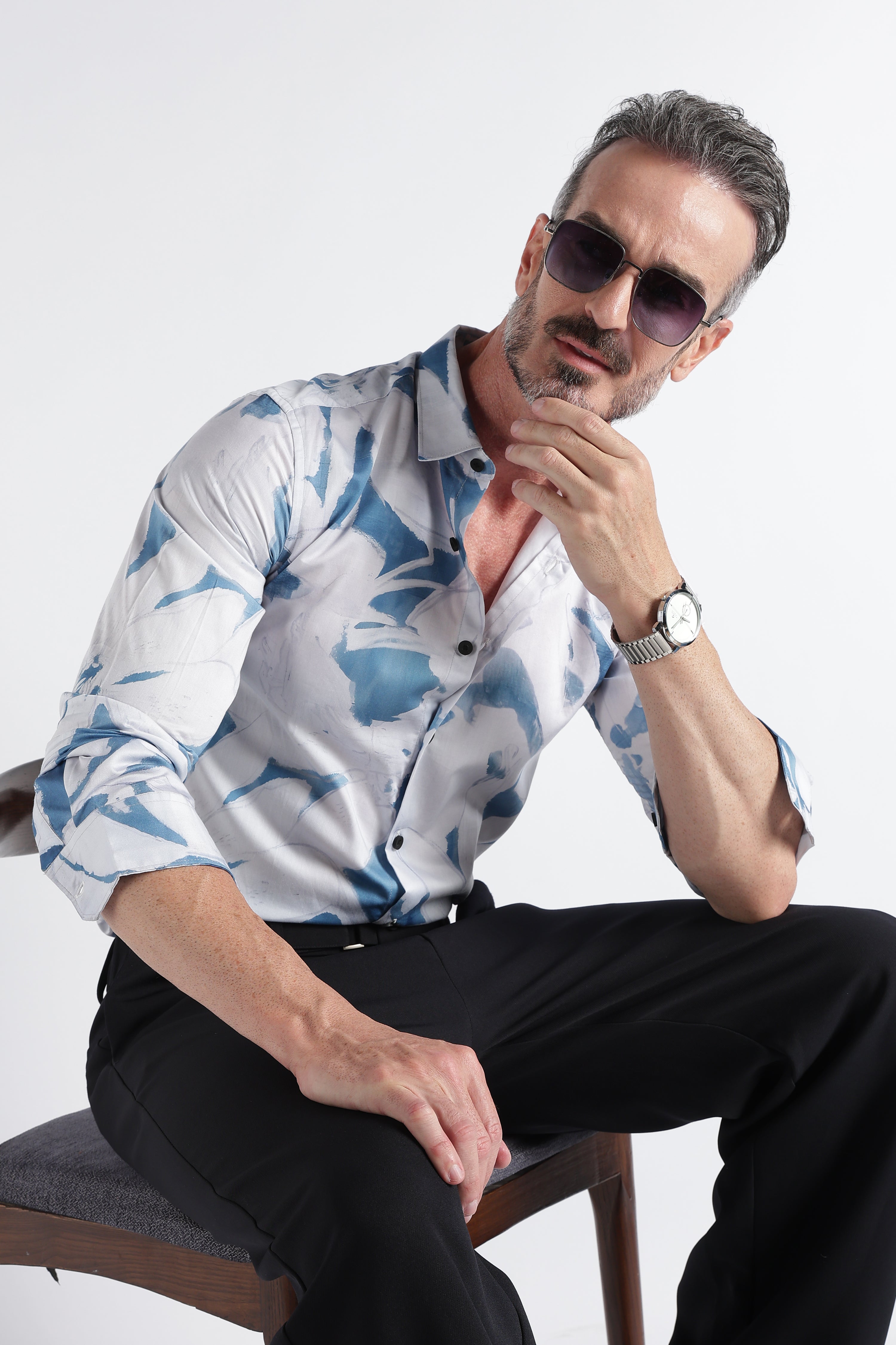 Men Multi Satin Digital Print Shirt