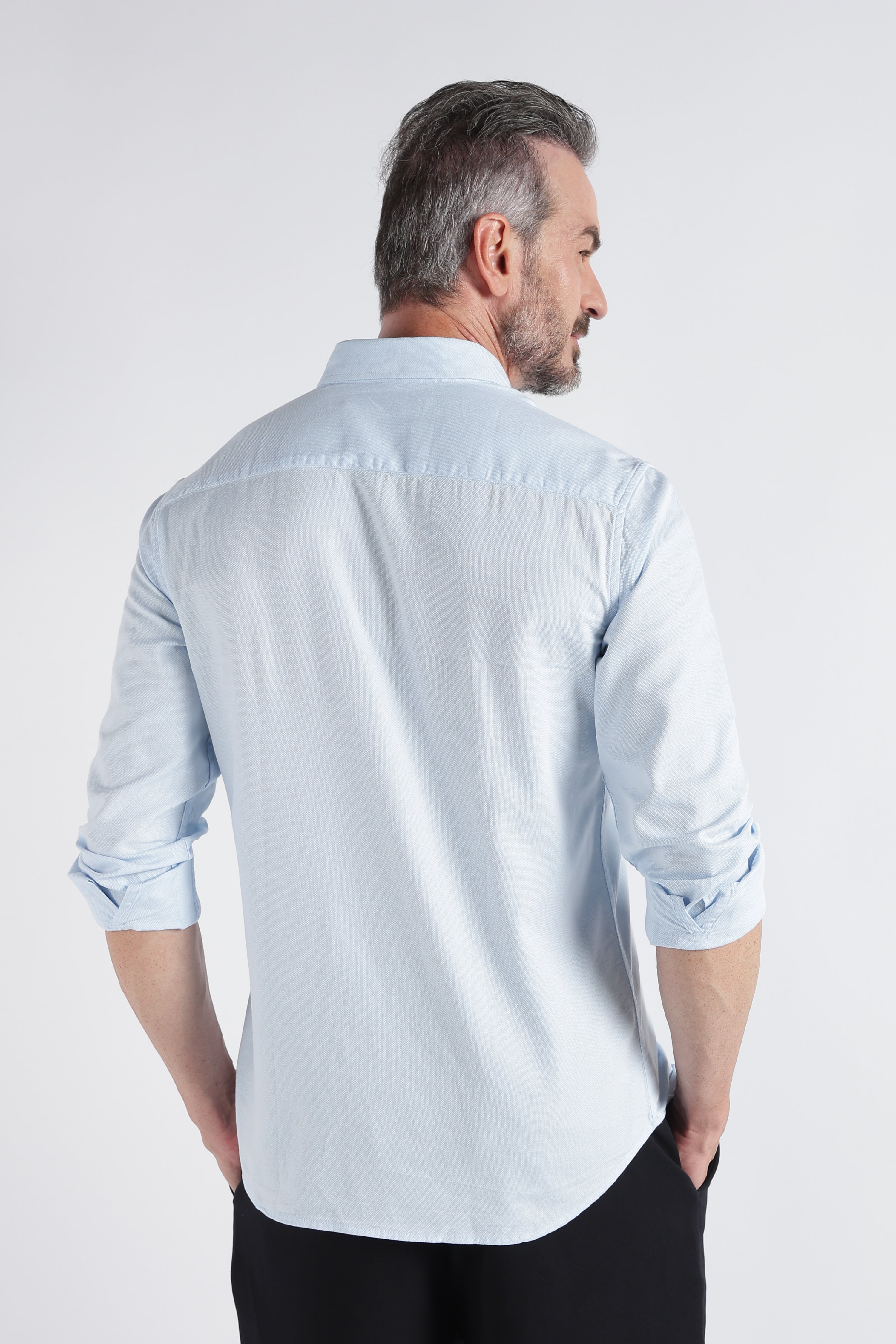 Men Blue Solid Casual Shirt