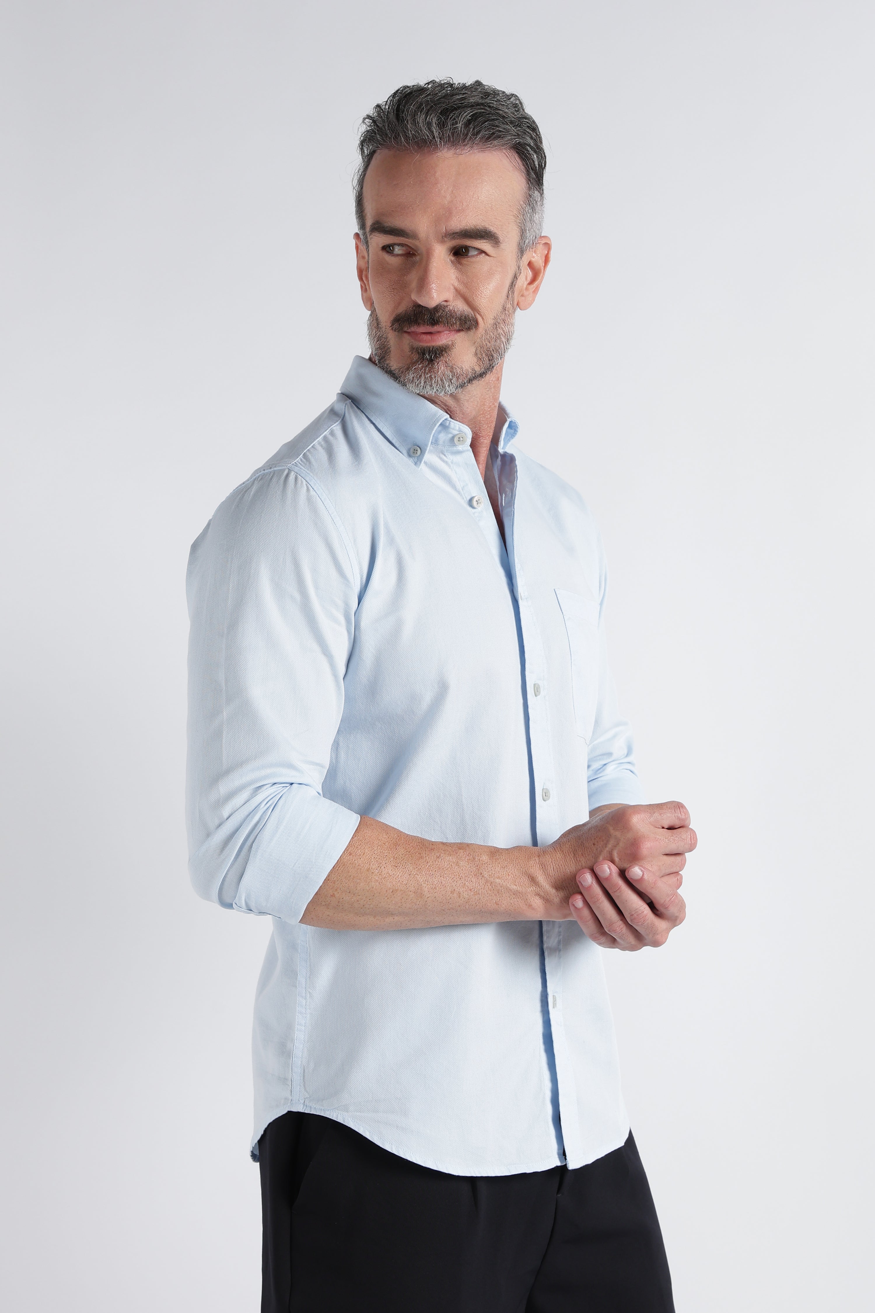 Men Blue Solid Casual Shirt