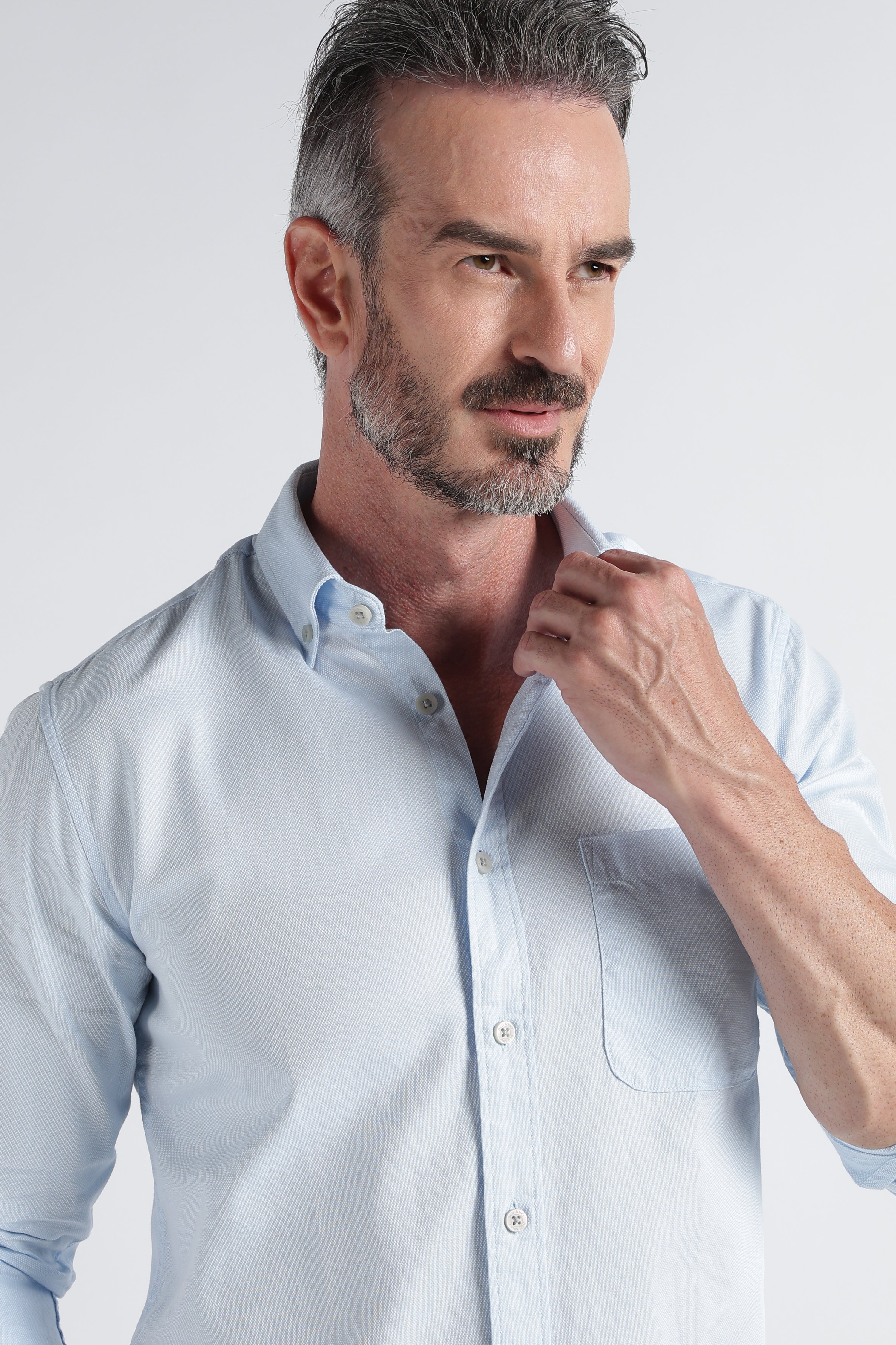 Men Blue Solid Casual Shirt