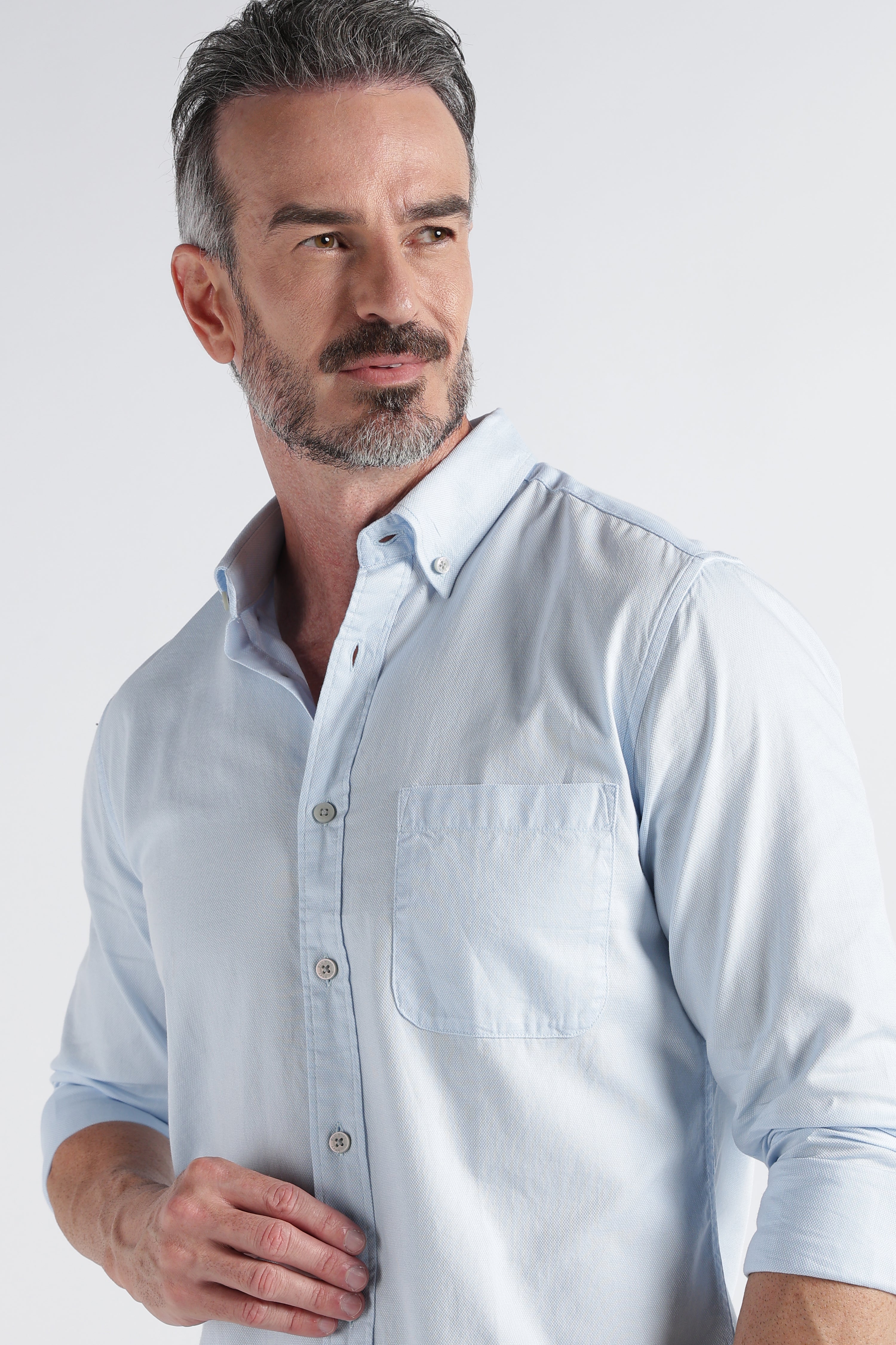 Men Blue Solid Casual Shirt