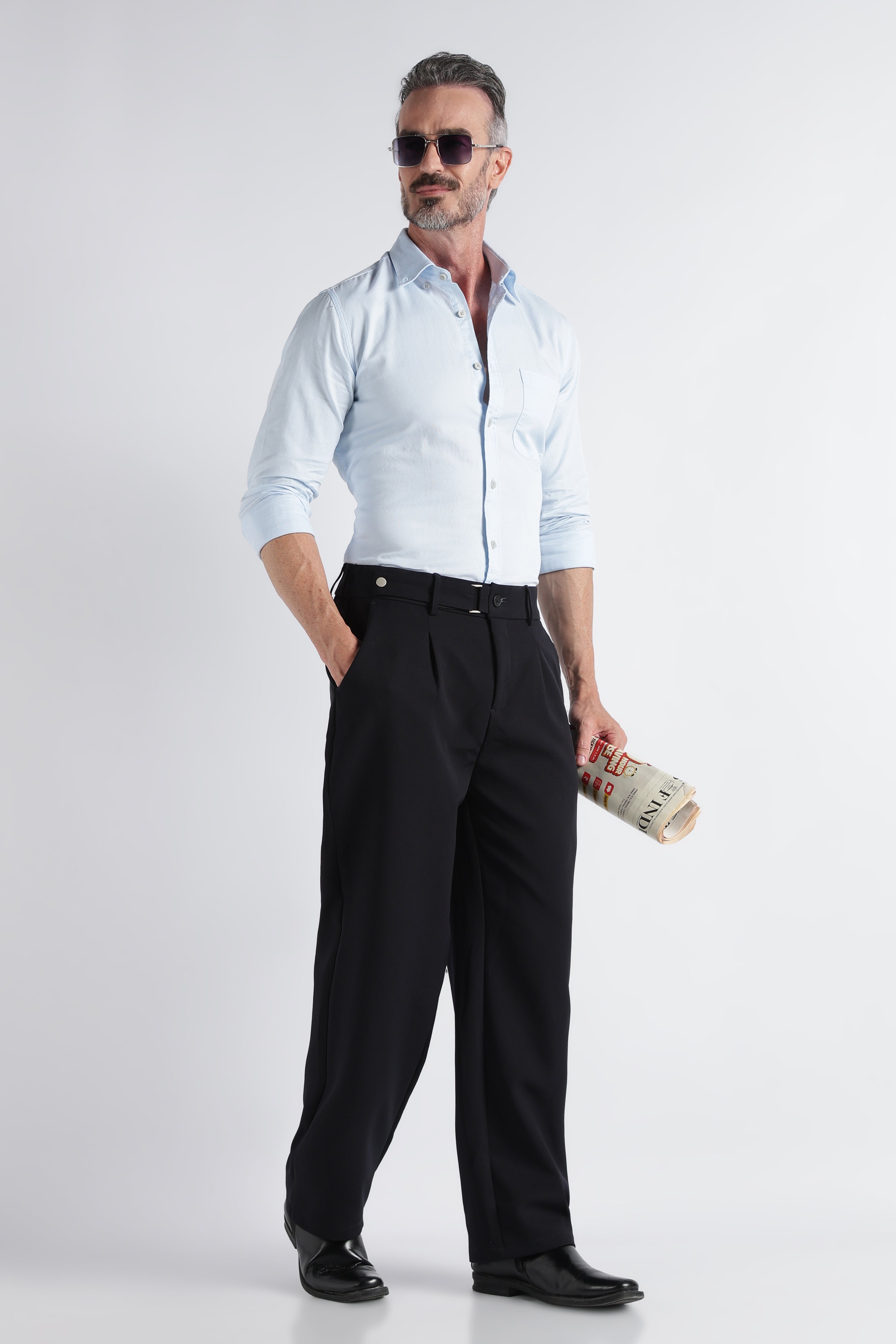 Men Blue Solid Casual Shirt