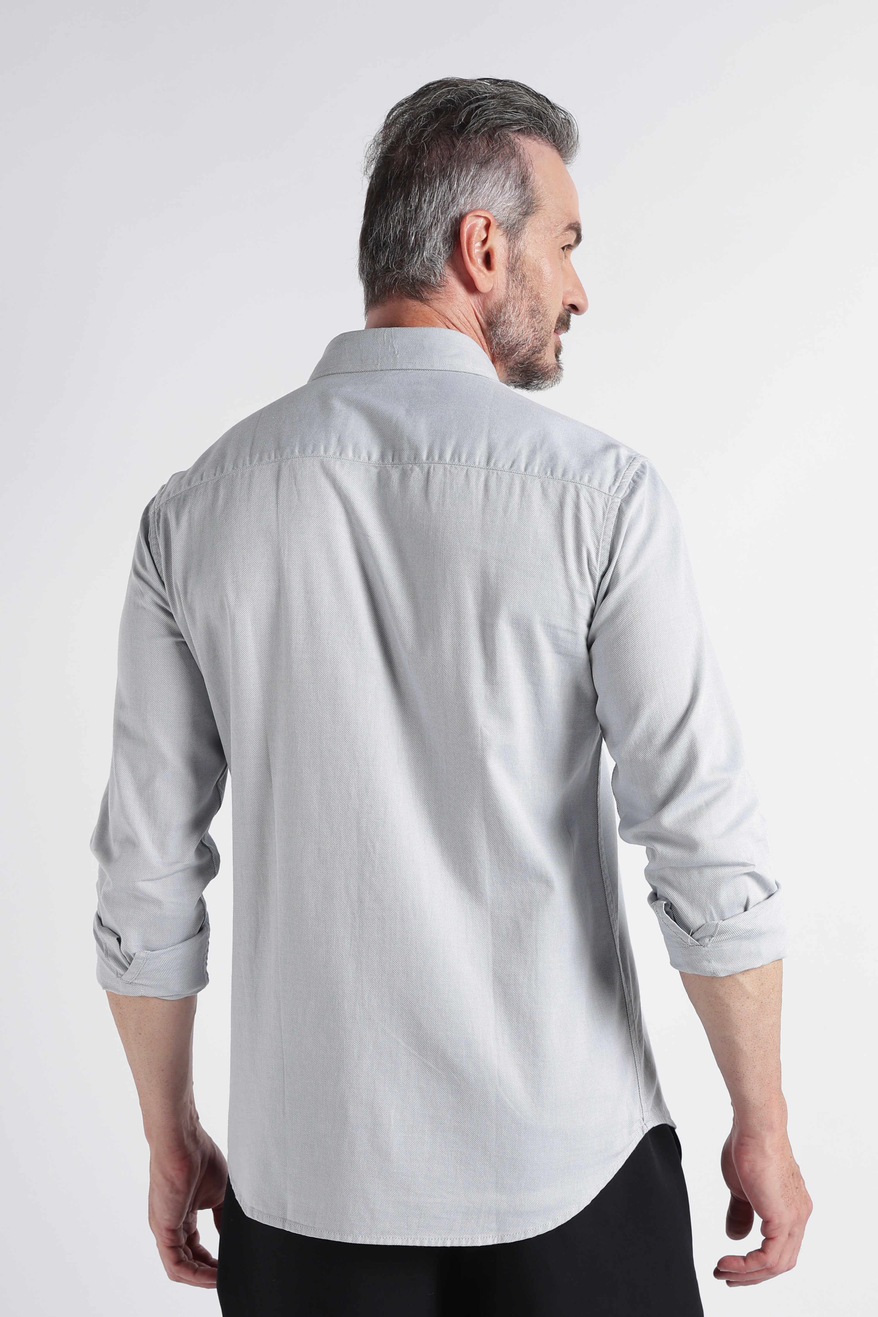 Men Grey Solid Casual Shirt