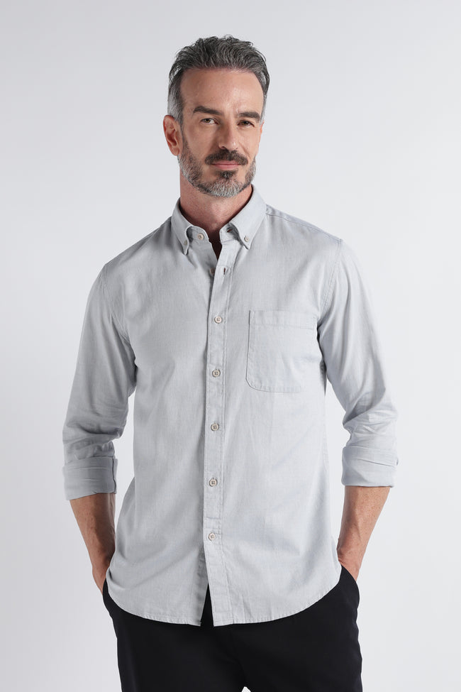 Men Grey Solid Casual Shirt