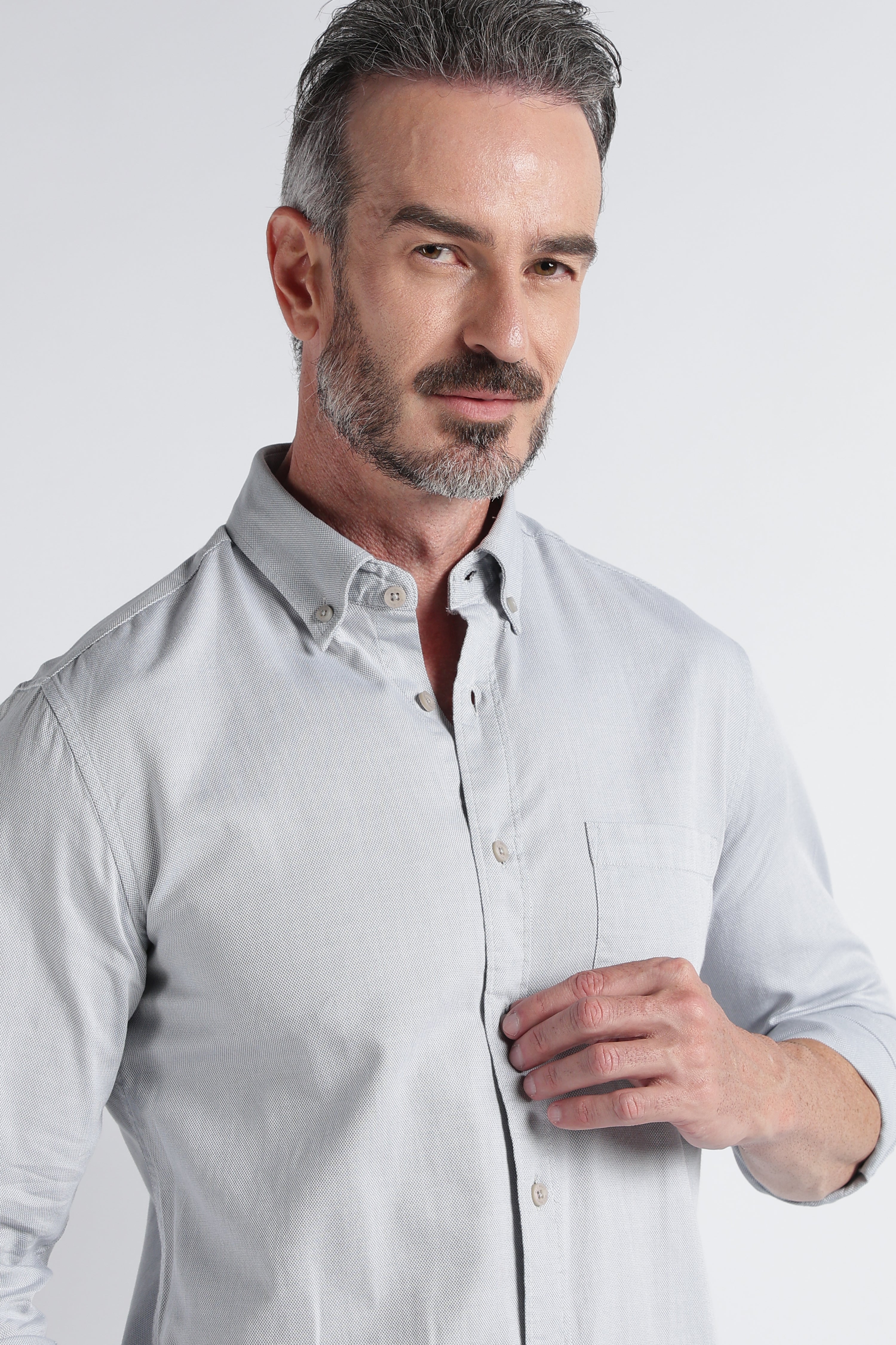 Men Grey Solid Casual Shirt