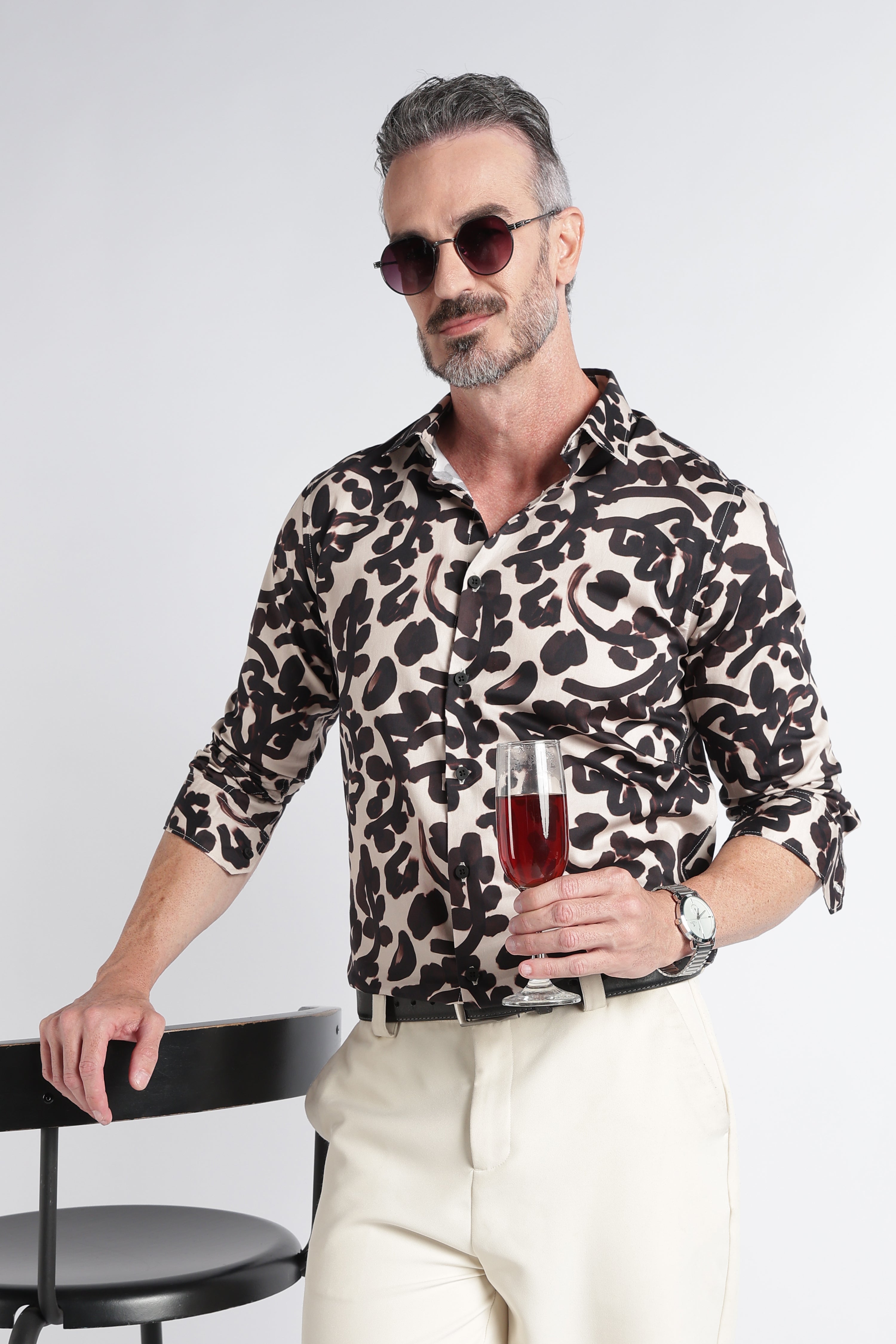Men Multi Satin Digital Print Shirt