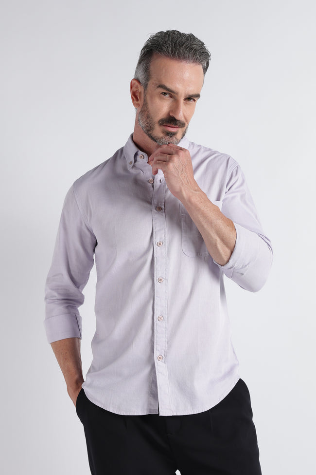 Men Lavender Solid Casual Shirt